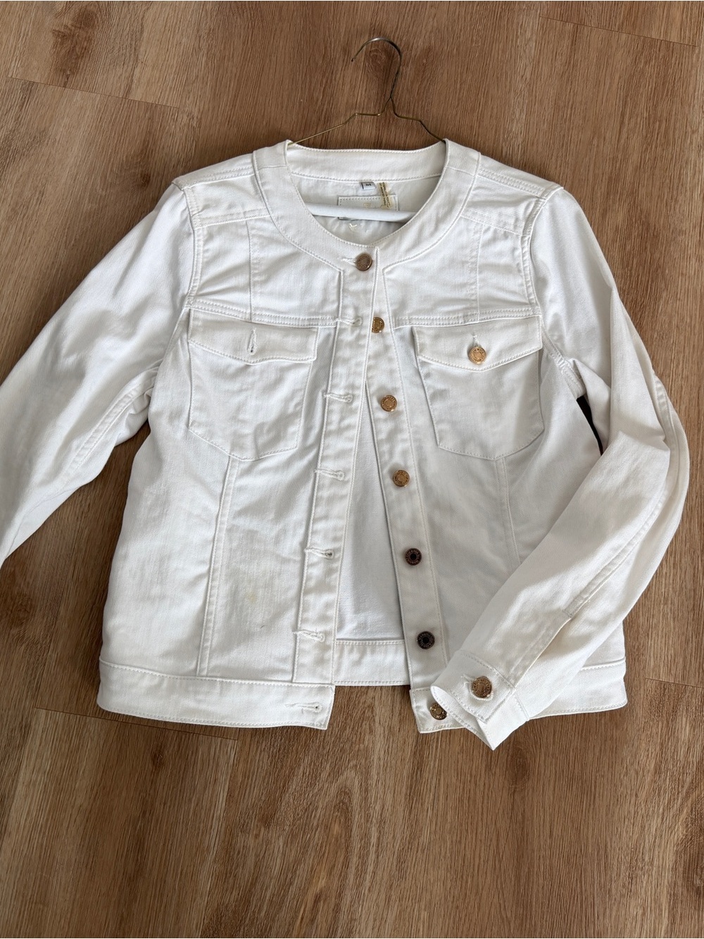 White Button-Front Denim Jacket